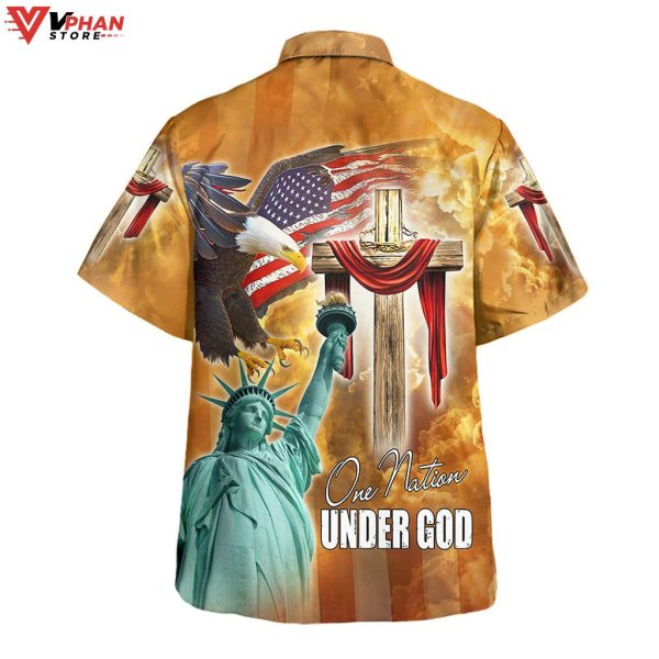 One Nation Under God Tropical Outfit Christian Hawaiian Summer Shirt