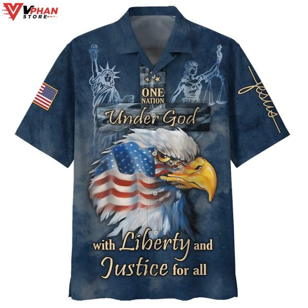 One Nation Under God With Liberty And Justice Hawaiian Shirt