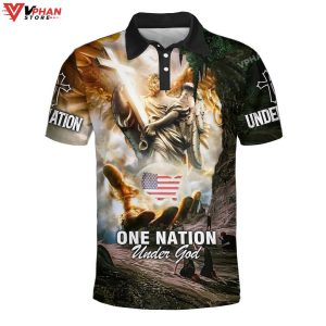 One Nation Under Jesus Christ Easter Gifts Christian Polo Shirt Shorts 1