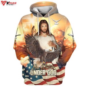 One Nation under God Jesus Eagle Cross Gift Ideas Christian Hoodie 1