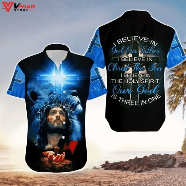 Our God Is Three In One Jesus Christian Gift Ideas Hawaiian Summer Shirt