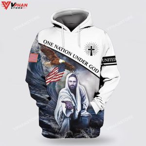 Patriot Eagle Flag One Nation Under God Jesus Cross Christian Hoodie 1