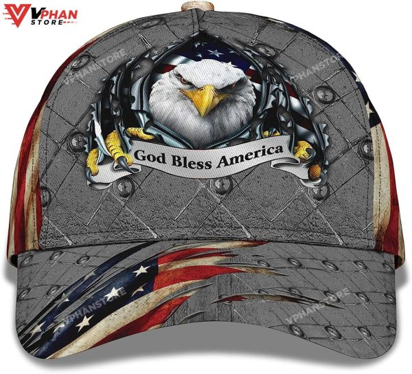 Patriotic Bald Eagle God Bless America All Over Print Baseball Cap