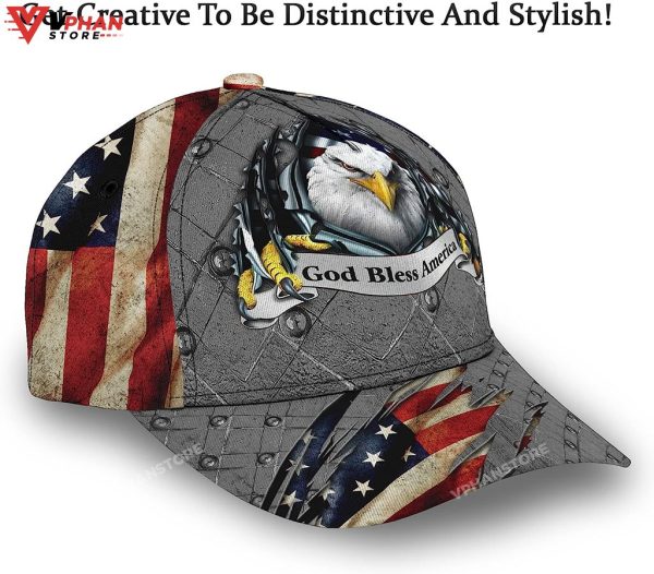 Patriotic Bald Eagle God Bless America All Over Print Baseball Cap