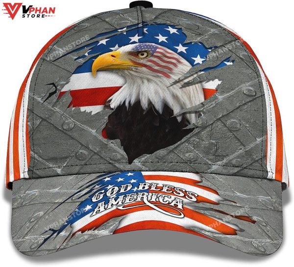 Patriotic God Blessed America Eagle American Flag Custom Baseball Cap
