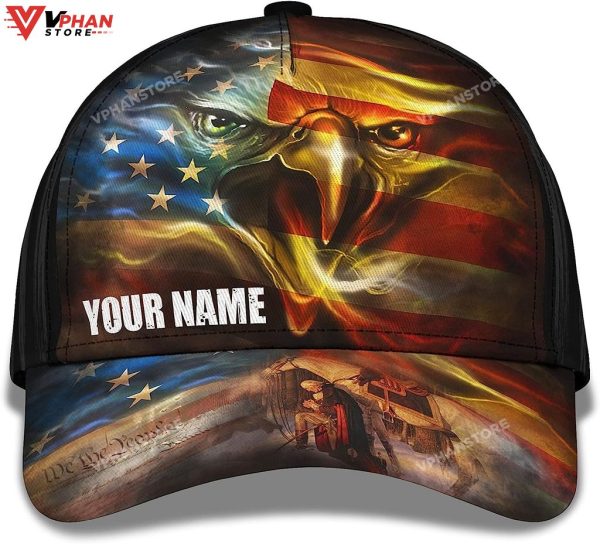 Patriotic We The People Bald Eagle Custom Name Baseball Cap
