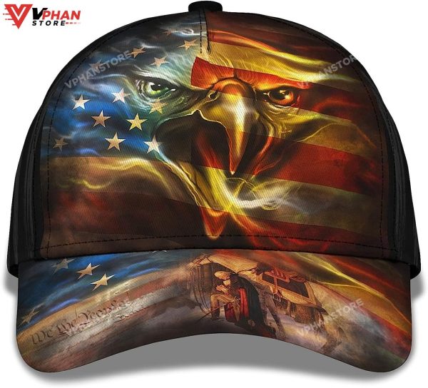Patriotic We The People Bald Eagle Custom Name Baseball Cap