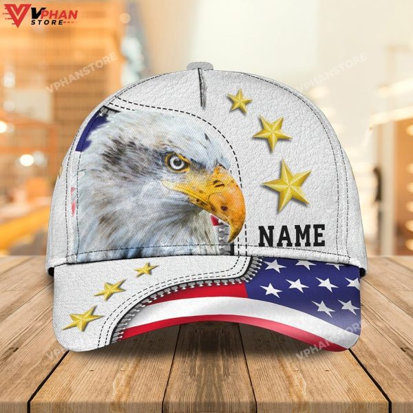Personalized Eagle American Baseball White 3D Cap