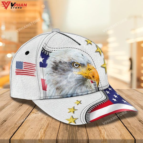 Personalized Eagle American Baseball White 3D Cap