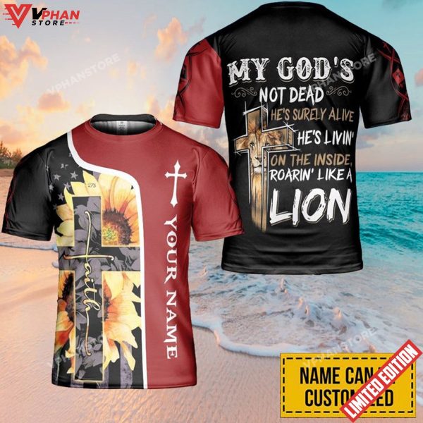 Personalized Name My God Linving Inside Jesus 3D Printed T Shirt