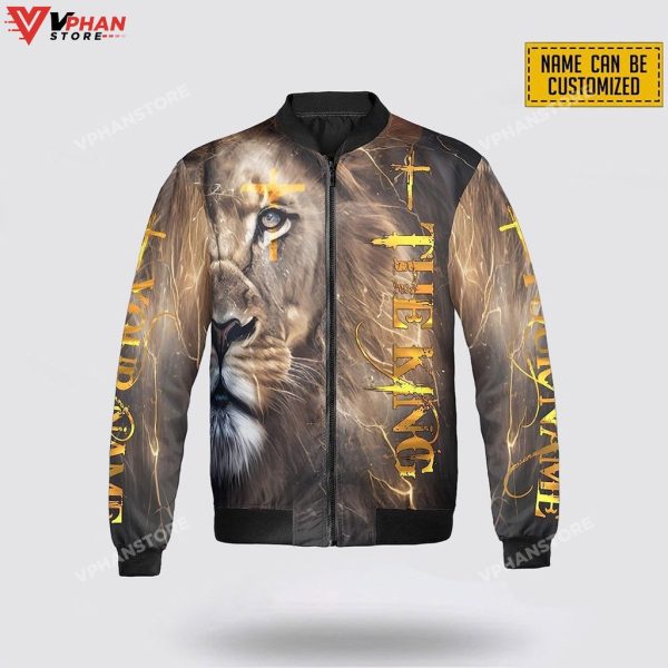 Personalized Name The King Lion Christian Jesus Bomber Jacket