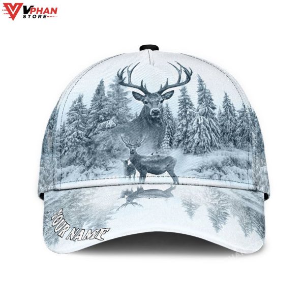 Personalized Name White Deer Hunting Classic Cap