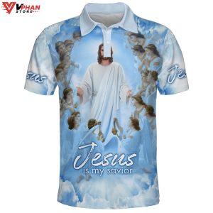 Picture Jesus Is My Savior Easter Gifts Christian Polo Shirt Shorts 1