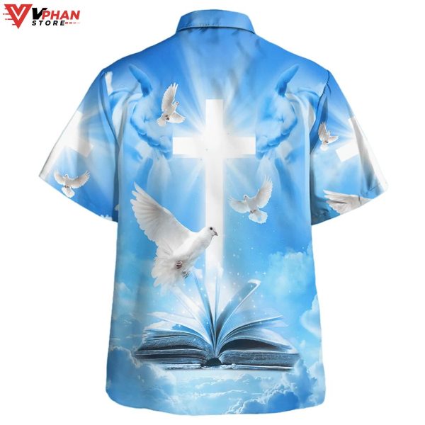 Pigeon Cross And Bible Tropical Outfit Christian Gift Ideas Hawaiian Shirt