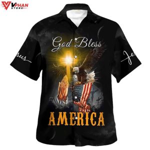 Praying Hands God Bless America Hawaiian Summer Shirt 1