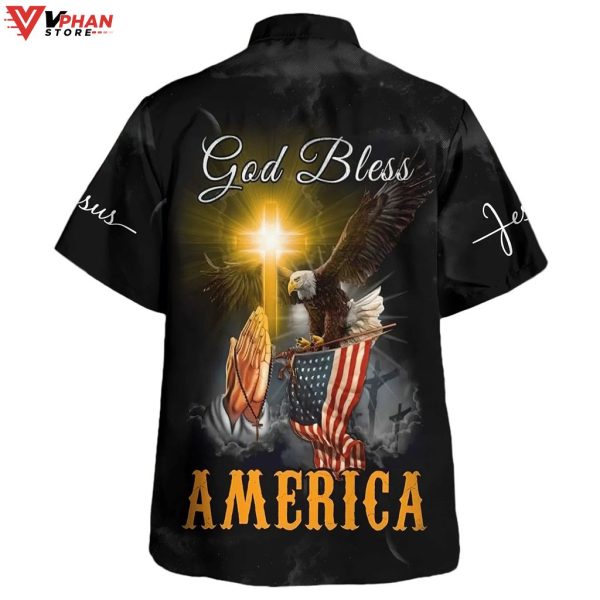 Praying Hands God Bless America Hawaiian Summer Shirt