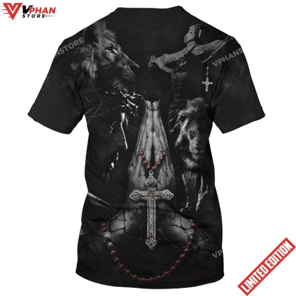 Praying Hands Jesus Lion All Over Printed Shirt for Men and Women