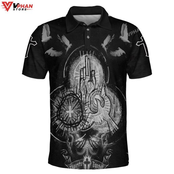 Praying Hands With Cross And Rose Fower Christian Polo Shirt & Shorts
