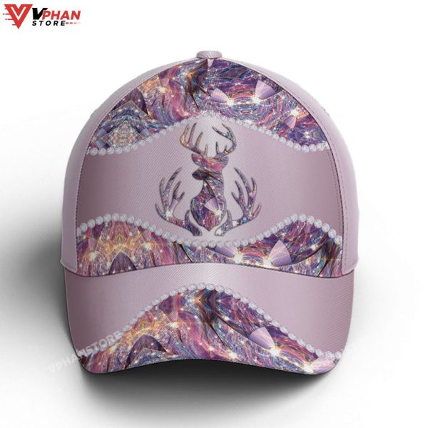 Purple Metallic Style Deer Hunting Baseball Cap
