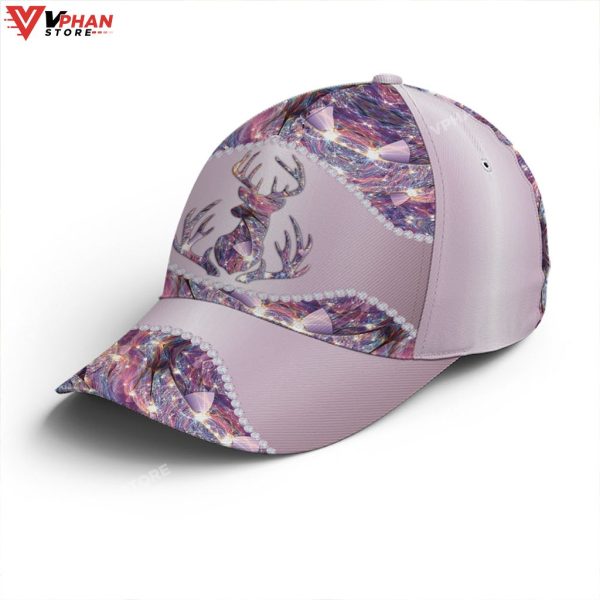 Purple Metallic Style Deer Hunting Baseball Cap