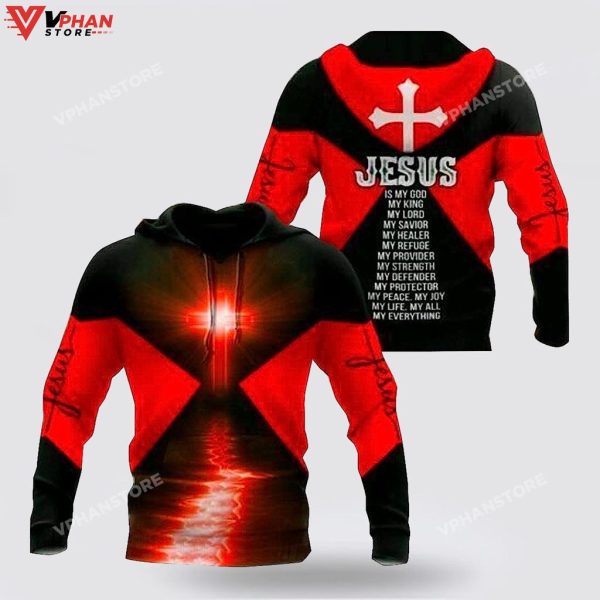 Red Black Jesus Is My Lord My King My God Christian Gift Ideas Hoodie