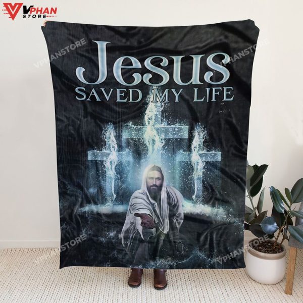 Sherpa Fleece Jesus Saved My Life Christian Blanket