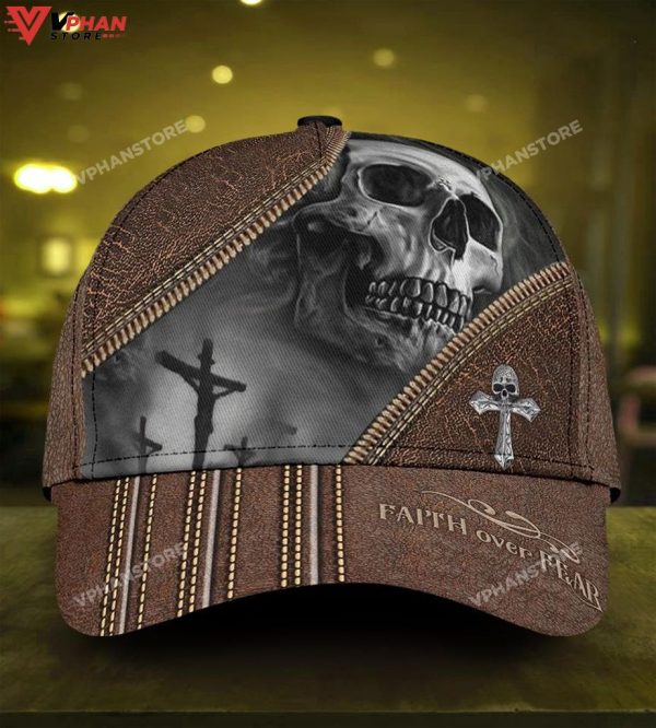 Skull Faith Over Fear Classic 3D Full Print Cap