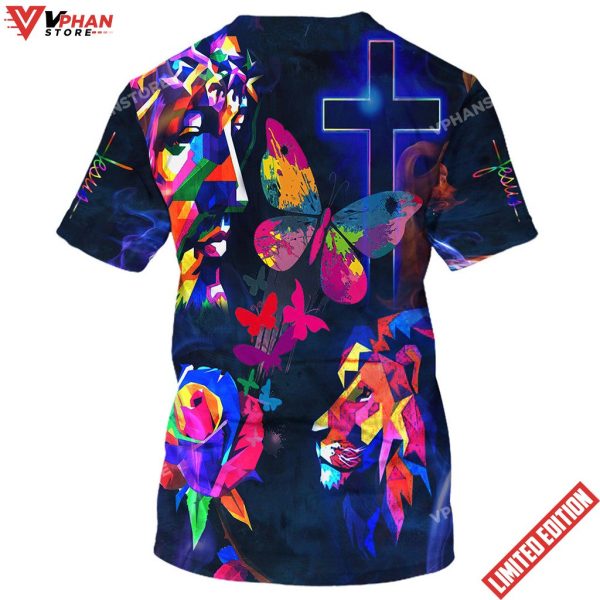 Sunflower Jesus Cross Butterfly 3d All Over Print Shirt