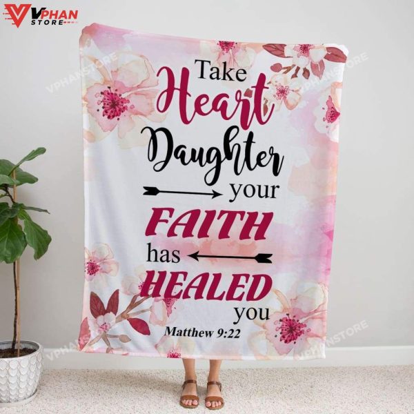 Take Heart Daughter Your Faith Gift Ideas For Christians Bible Verse Blanket
