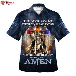 The Devil Saw Me With My Head Down Lion Tropical Outfit Hawaiian Shirt 1