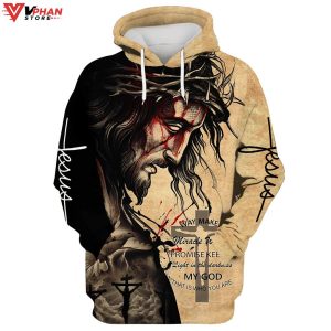 The Face Of Jesus Way Maker Miracle Worker Promise Christian Hoodie 1