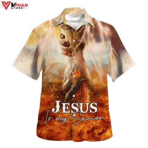 The Hand Of God Jesus Is My Savior Tropical Outfit Christian Hawaiian Shirt 1