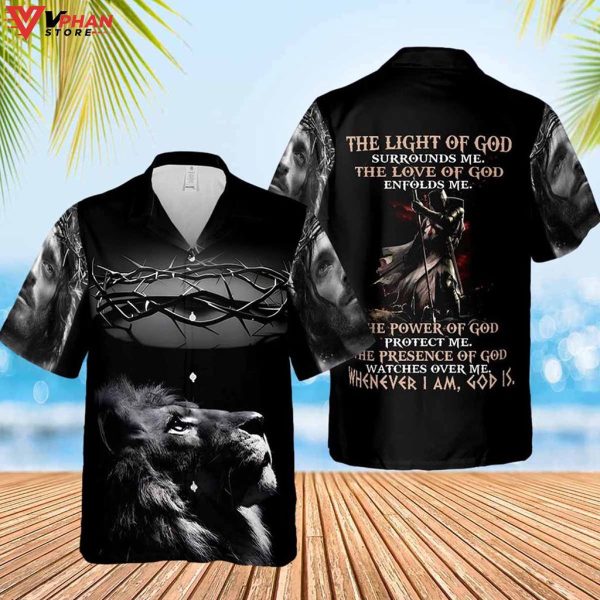 The Light Of God Surround Me Jesus Christian Gift Ideas Hawaiian Shirt