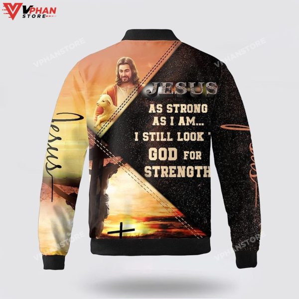 The Lion Cross Jesus As Strong As I Am Bomber Jacket