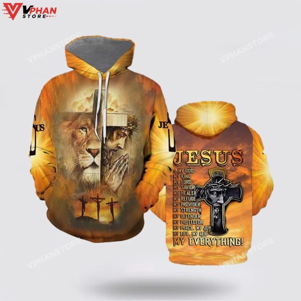 The Lion Jesus Christ Pray Jesus Is My God My King Religious Hoodie