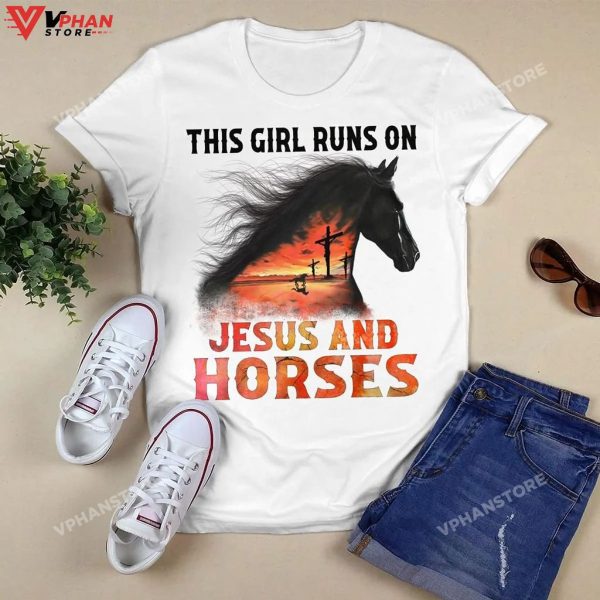 This Girl Runs On Jesus And Horses Presents For Christians Hoodie