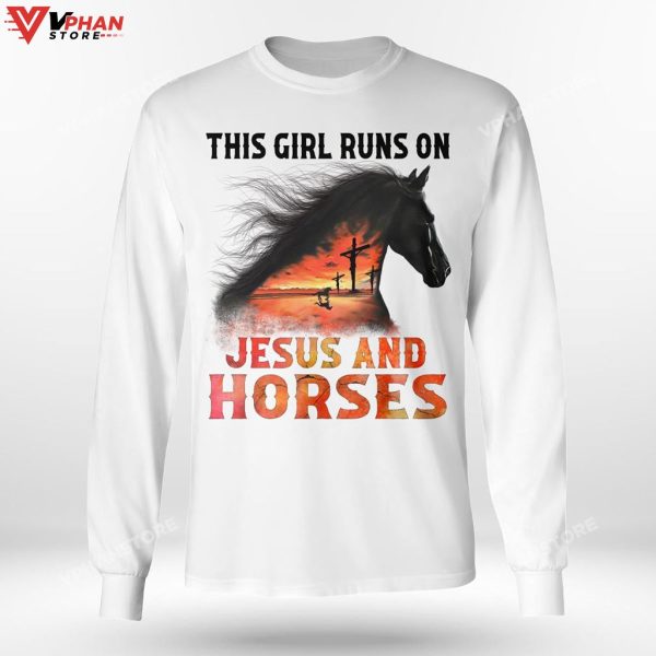 This Girl Runs On Jesus And Horses Presents For Christians Hoodie