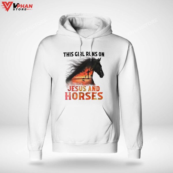 This Girl Runs On Jesus And Horses Presents For Christians Hoodie