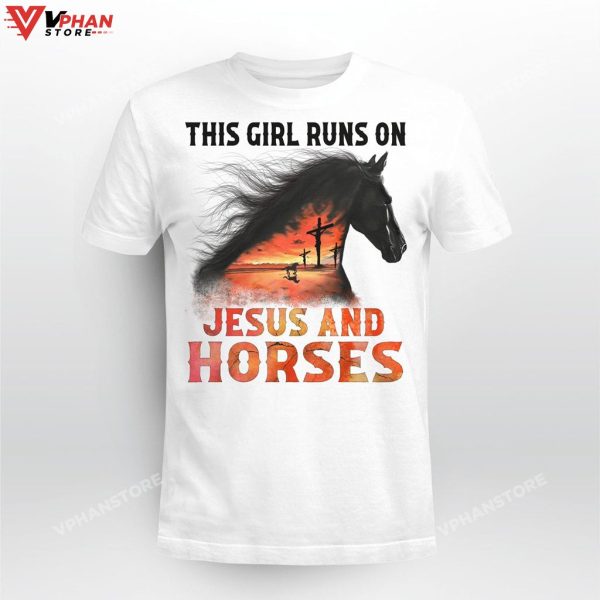 This Girl Runs On Jesus And Horses Presents For Christians Hoodie