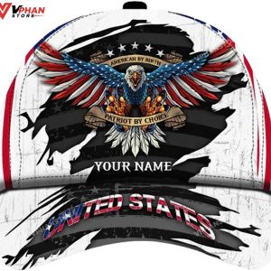 US Patriotic Eagle Custom Name All Over Print Baseball Cap 1