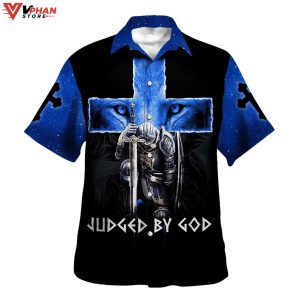 Warrior Lion Cross Judged By God Tropical Outfit Christian Hawaiian Shirt 1