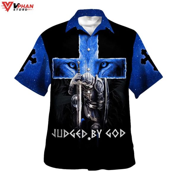 Warrior Lion Cross Judged By God Tropical Outfit Christian Hawaiian Shirt