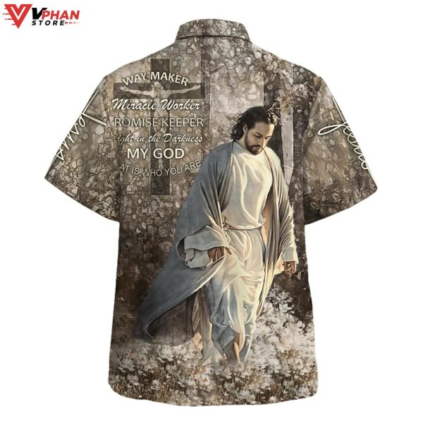 Way Maker Miracle Worker Jesus Walking Through The Fields Hawaiian Shirt