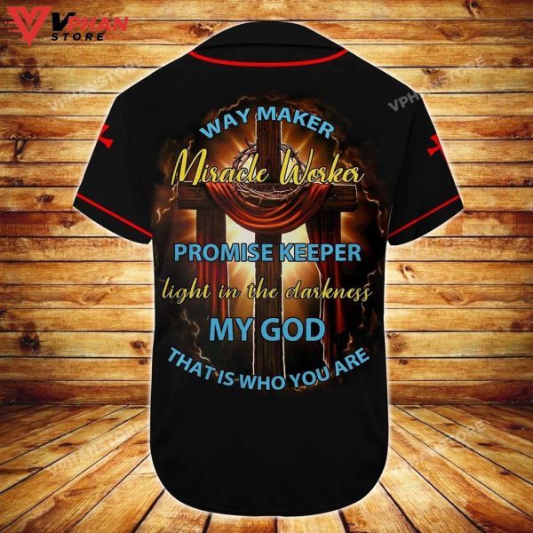 Way Maker Miracle Worker Promise Keeper Custom Christian Baseball Jersey