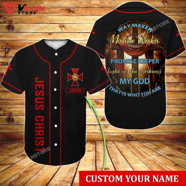 Way Maker Miracle Worker Promise Keeper Custom Christian Baseball Jersey