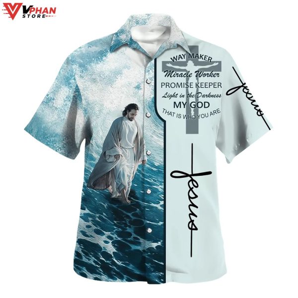 Way Maker Miracle Worker Promise Keeper Light Christian Hawaiian Shirt