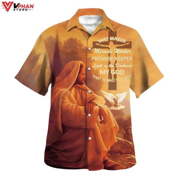 Way Marker Miracle Worker Promise Keeper Light Hawaiian Shirt