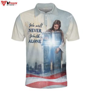 We Will Never Walk Alone Cross Religious Christian Polo Shirt Shorts 1