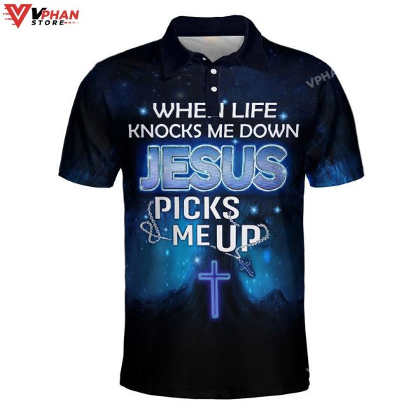 When I Life Knocks Me Down Jesus Cross Christian Polo Shirt & Shorts