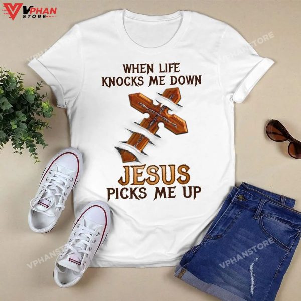 When Life Knocks Me Down Jesus Picks Me Up Christian Hoodie